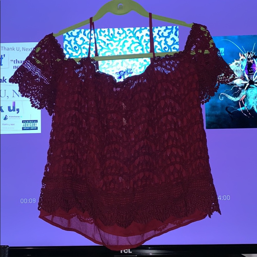 Burgundy lace top